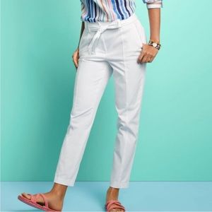 NWT Talbots White tie waist ankle chino, pockets size 8